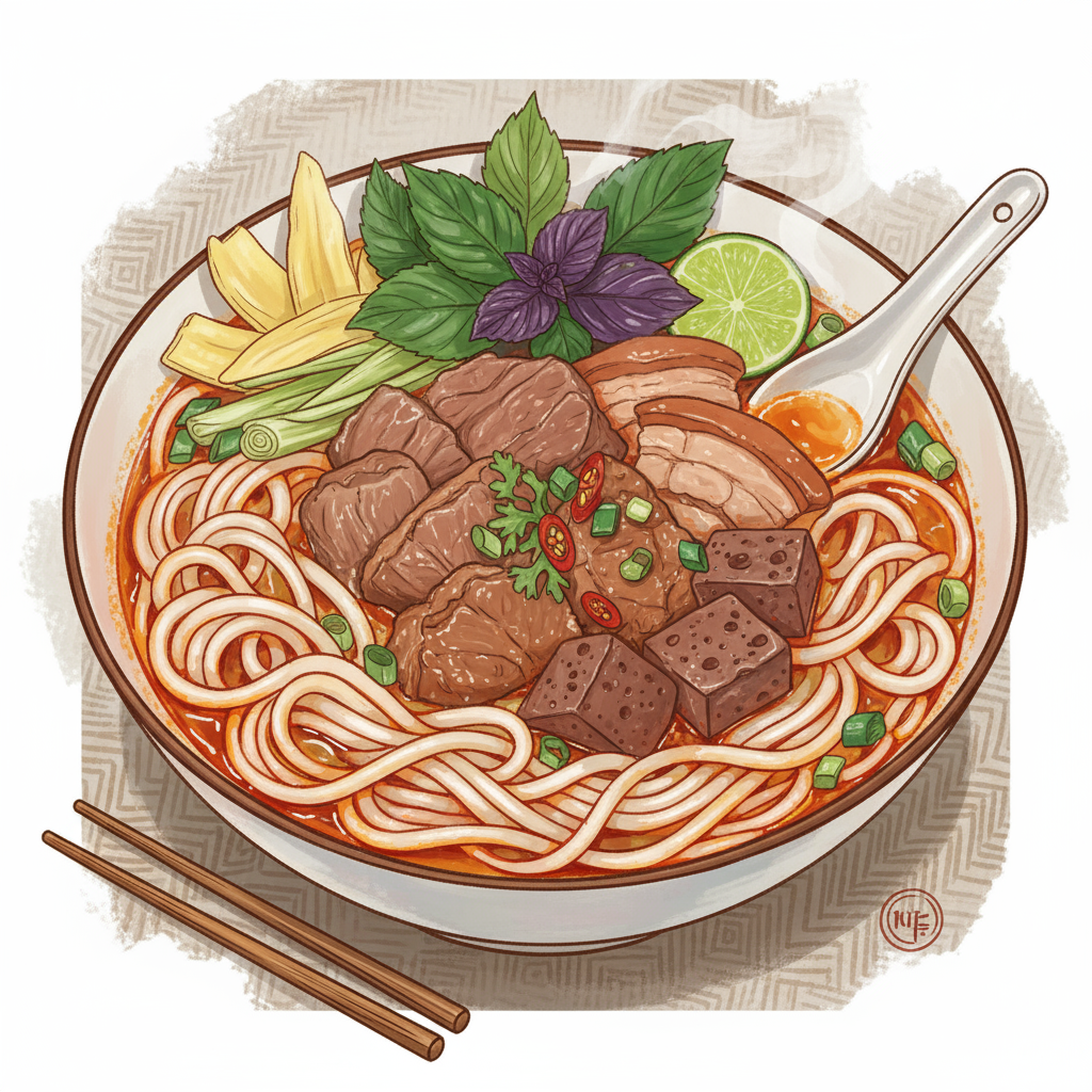 Nguyên liệu chính làm nên tô bún bò Huế trứ danh